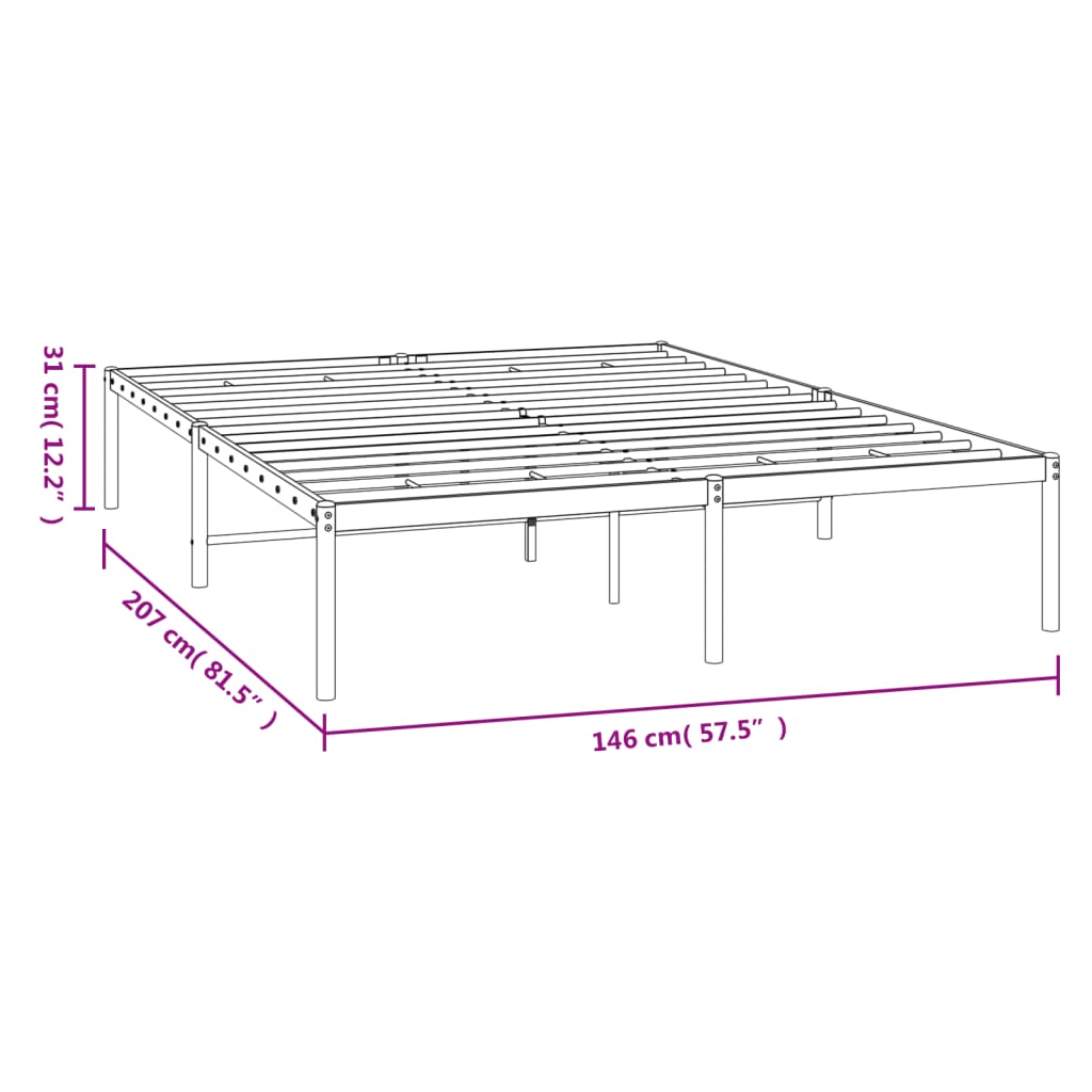 Bedframe staal wit 206x146x31 cm