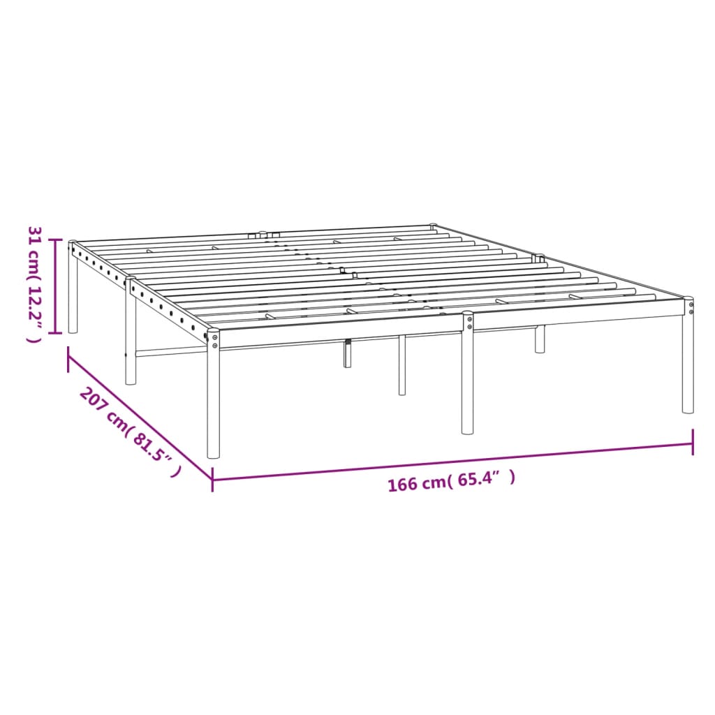 Bedframe staal wit 208x168x31 cm