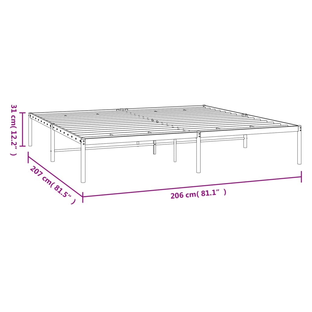 Bedframe staal wit 208x208x31 cm