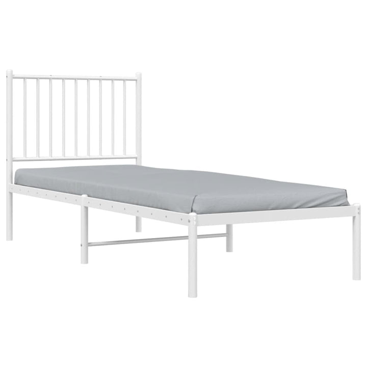 Bedframe met hoofdbord metaal wit 75 x 190 cm