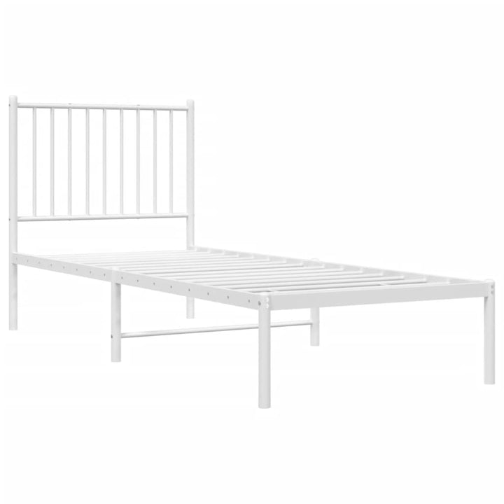 Bedframe met hoofdbord metaal wit 75 x 190 cm