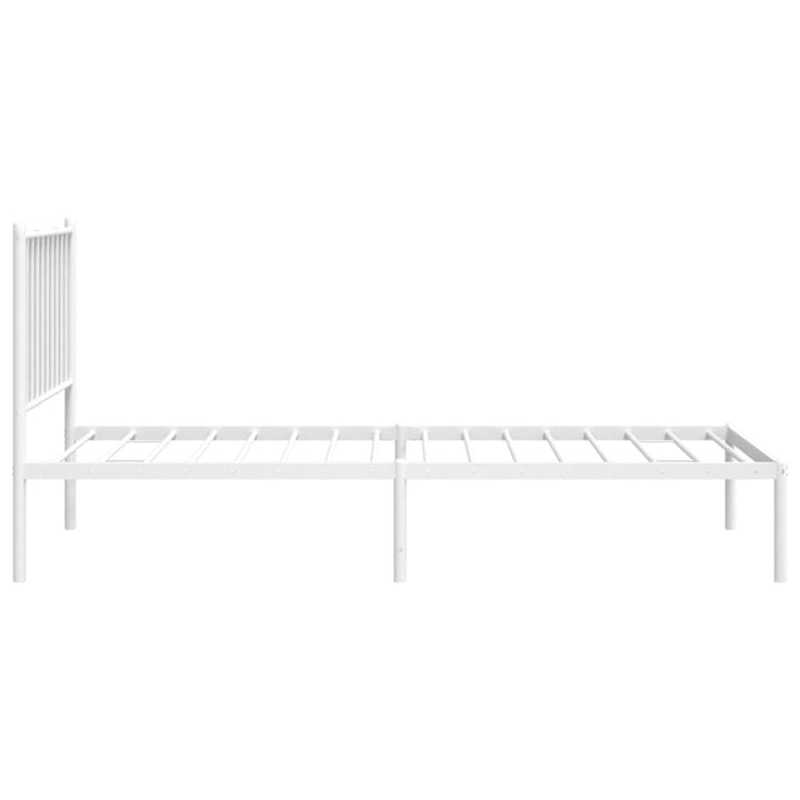 Bedframe met hoofdbord metaal wit 75 x 190 cm