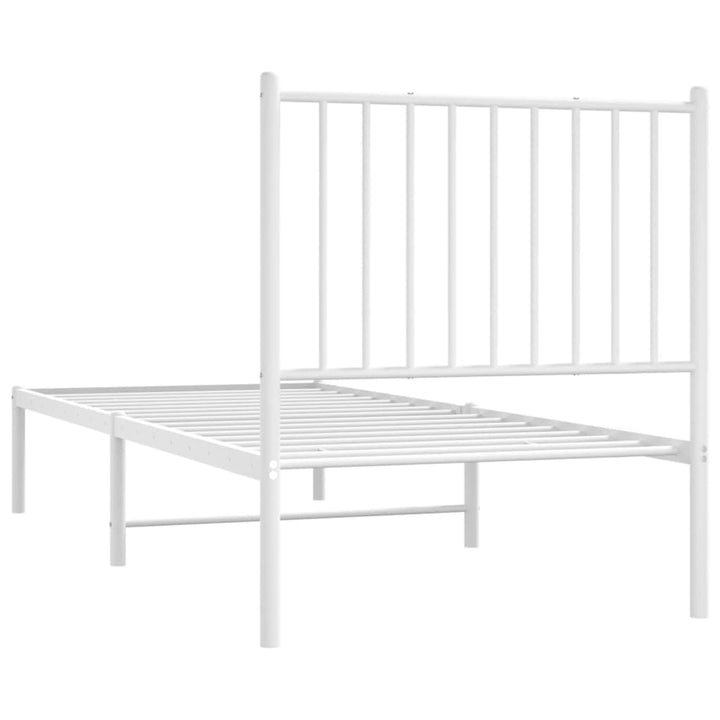 Bedframe met hoofdbord metaal wit 75 x 190 cm