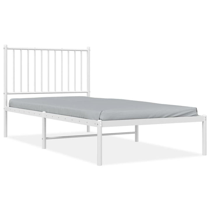 Bedframe met hoofdbord metaal wit 90x190 cm