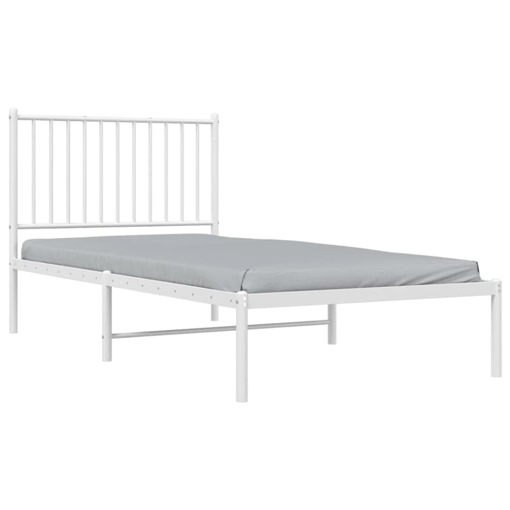 Bedframe met hoofdbord metaal wit 90x190 cm