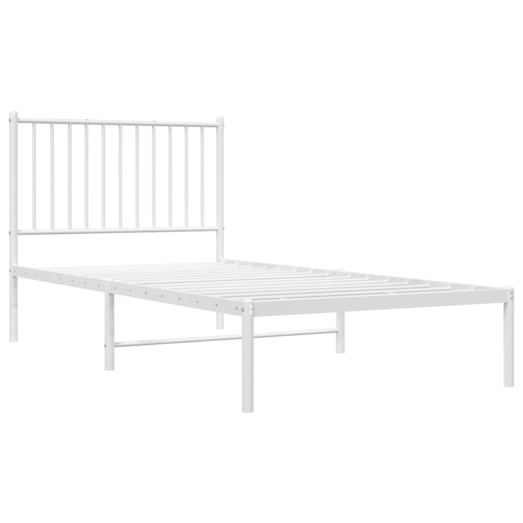 Bedframe met hoofdbord metaal wit 90x190 cm