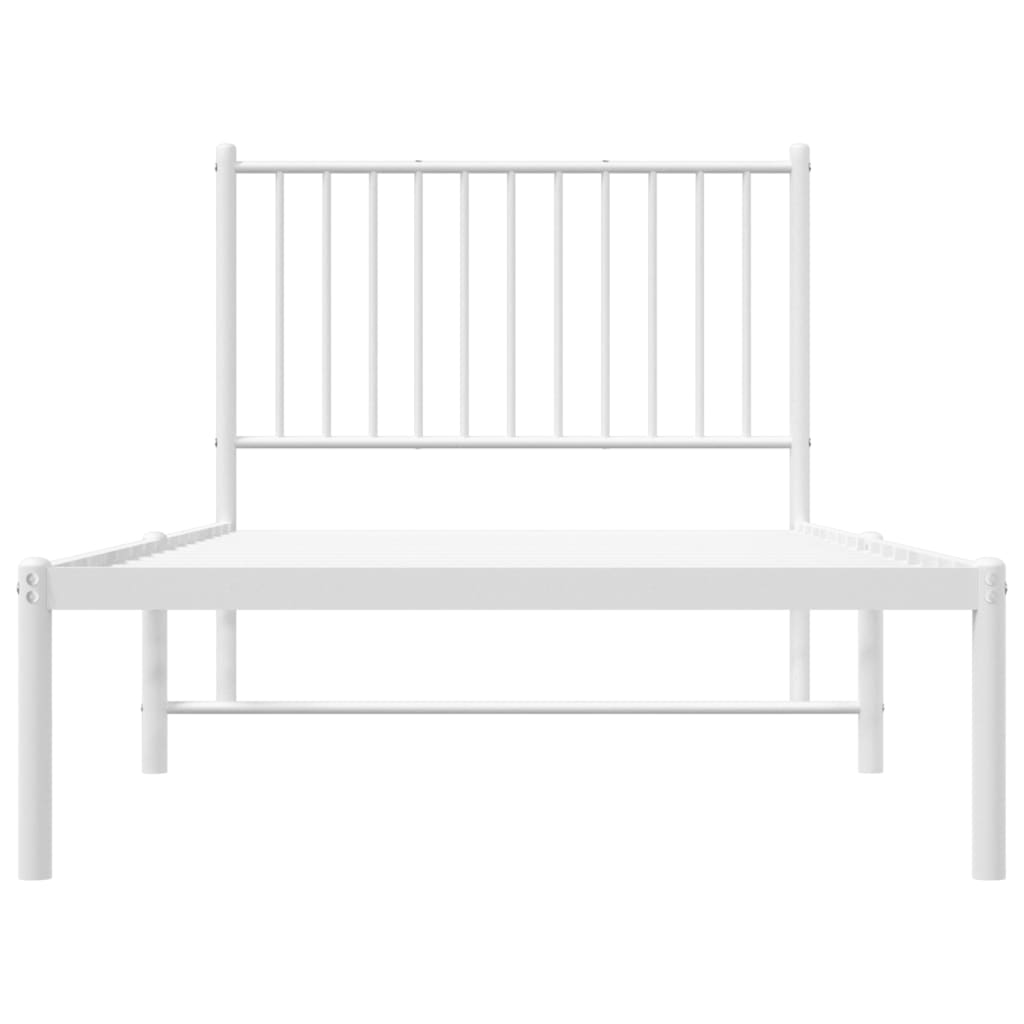 Bedframe met hoofdbord metaal wit 90x190 cm