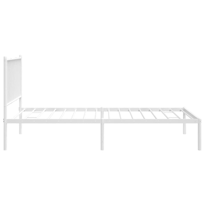 Bedframe met hoofdbord metaal wit 90x190 cm