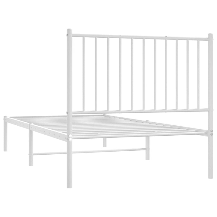 Bedframe met hoofdbord metaal wit 90x190 cm