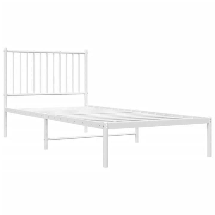 Bedframe met hoofdbord metaal wit 90x200 cm