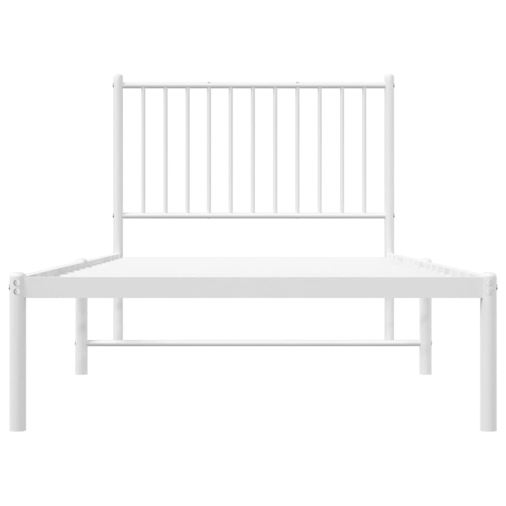 Bedframe met hoofdbord metaal wit 90x200 cm