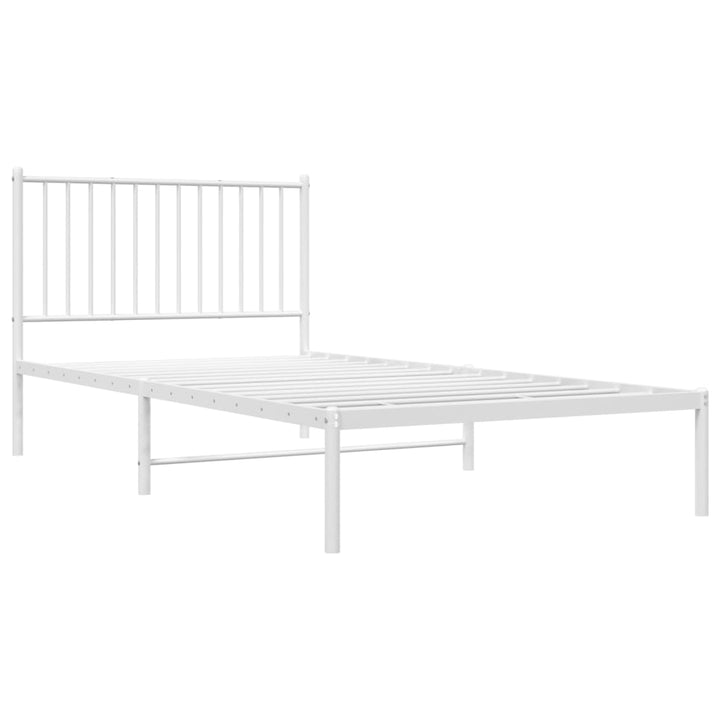 Bedframe met hoofdbord metaal wit 100x200 cm