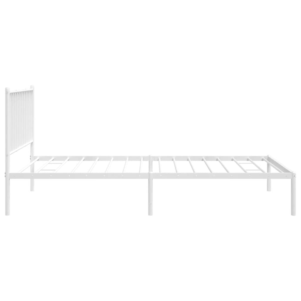 Bedframe met hoofdbord metaal wit 100x200 cm