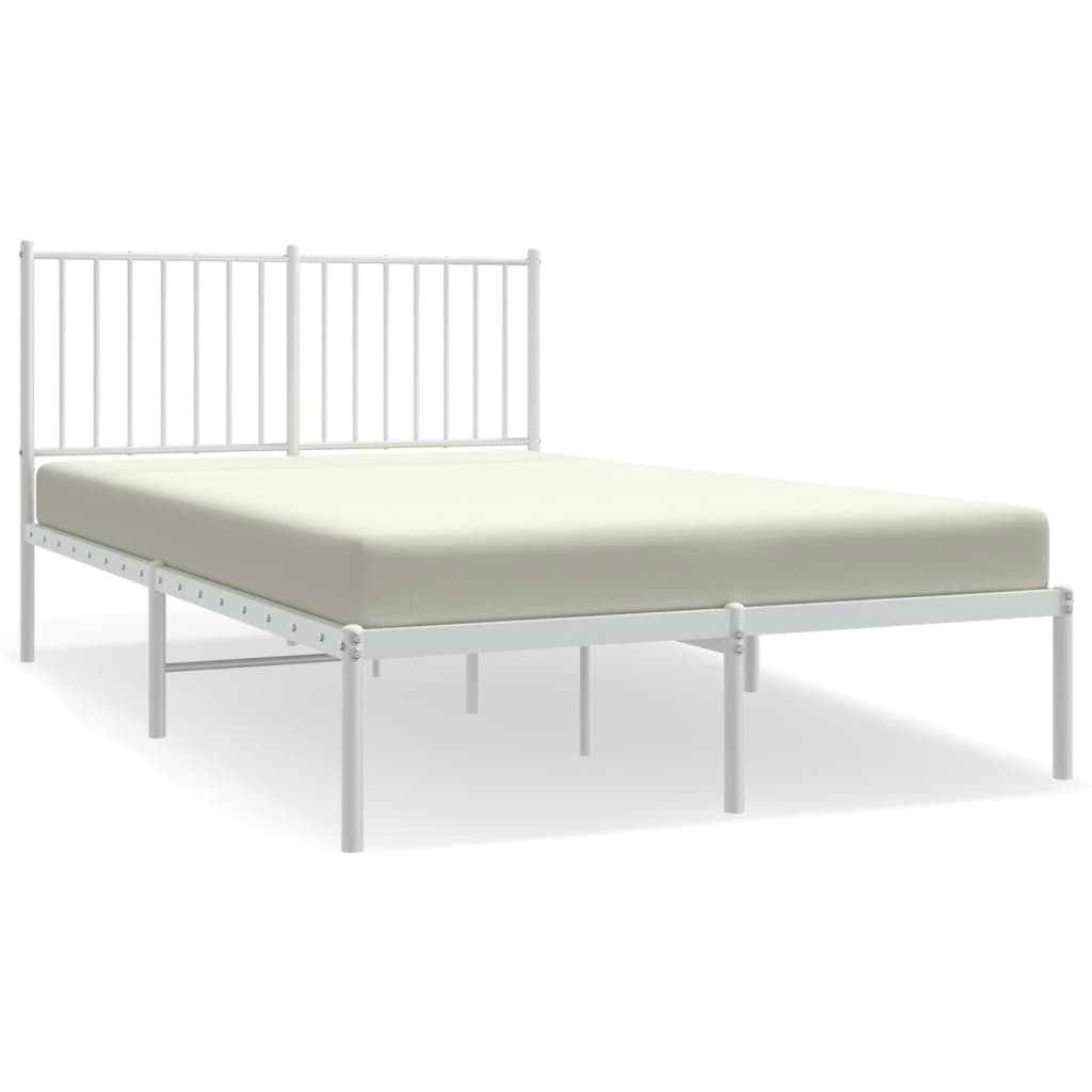 Bedframe met hoofdbord staal wit 196x126x90,5 cm