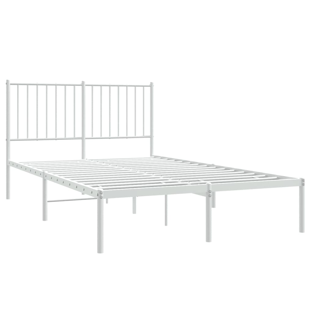 Bedframe met hoofdbord staal wit 196x126x90,5 cm