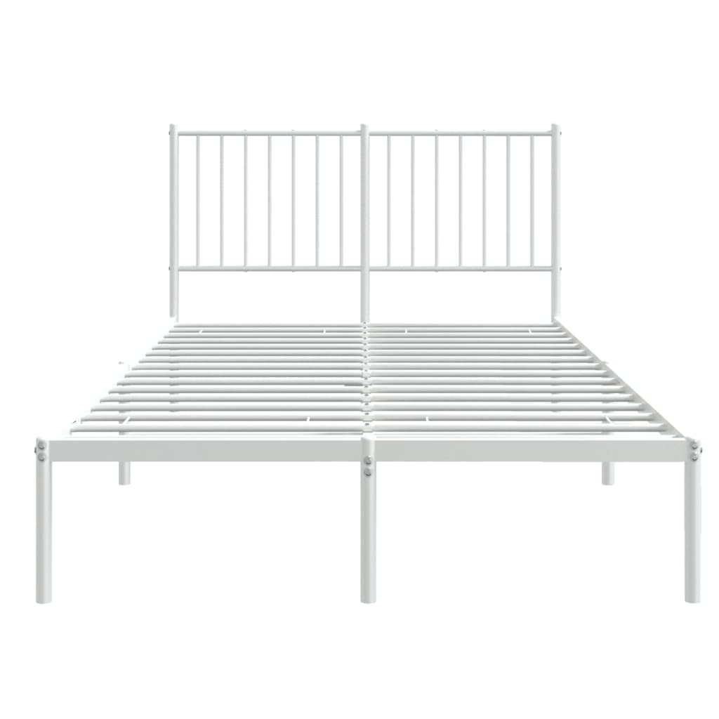 Bedframe met hoofdbord staal wit 196x126x90,5 cm