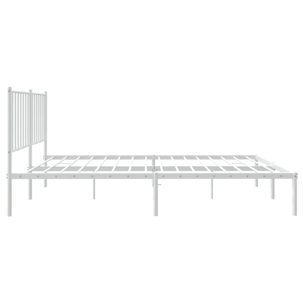 Bedframe met hoofdbord staal wit 196x126x90,5 cm