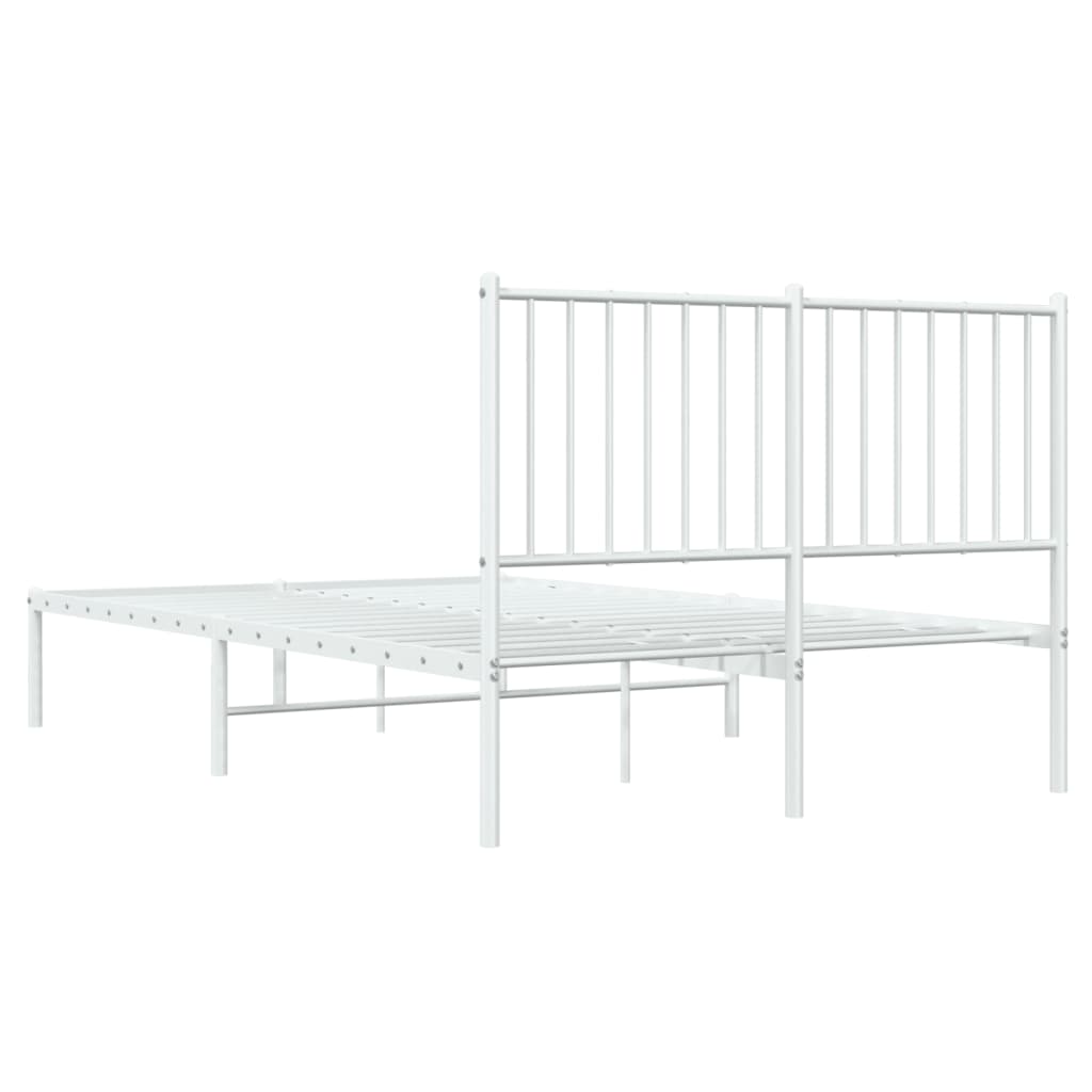 Bedframe met hoofdbord staal wit 196x126x90,5 cm