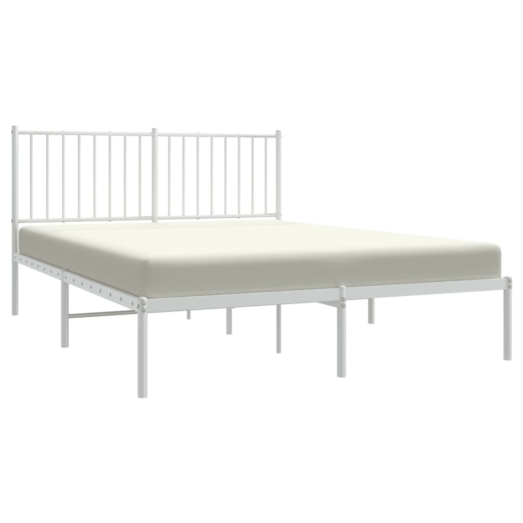 Bedframe met hoofdeinde staal wit 196x142x90,5 cm