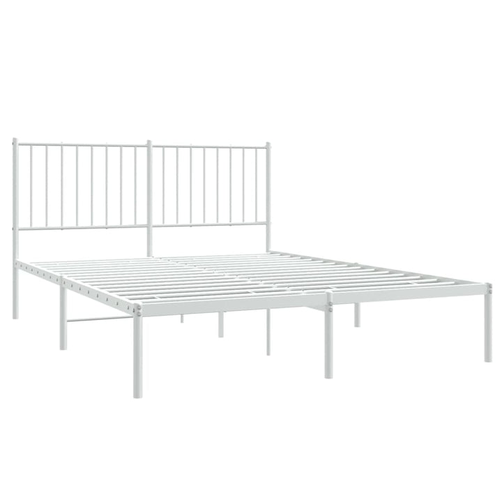 Bedframe met hoofdeinde staal wit 196x142x90,5 cm