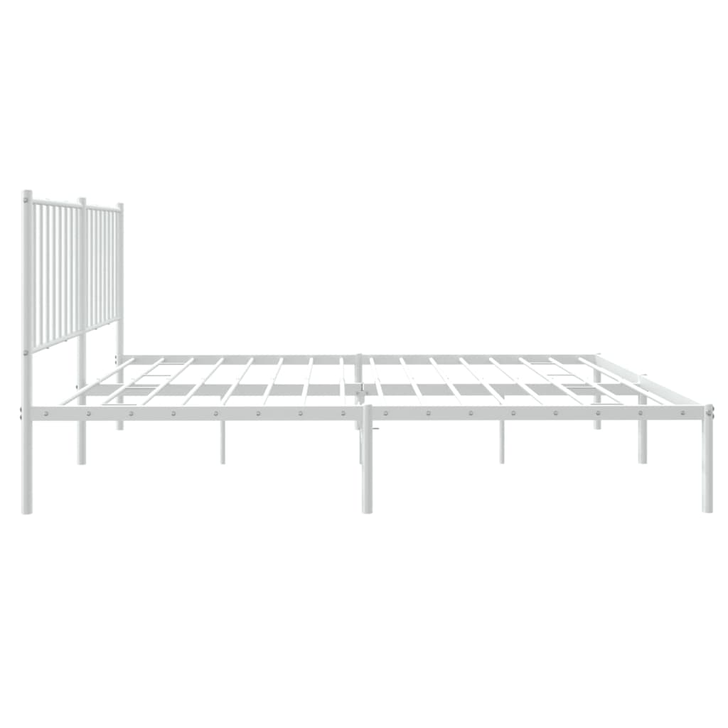 Bedframe met hoofdeinde staal wit 196x142x90,5 cm