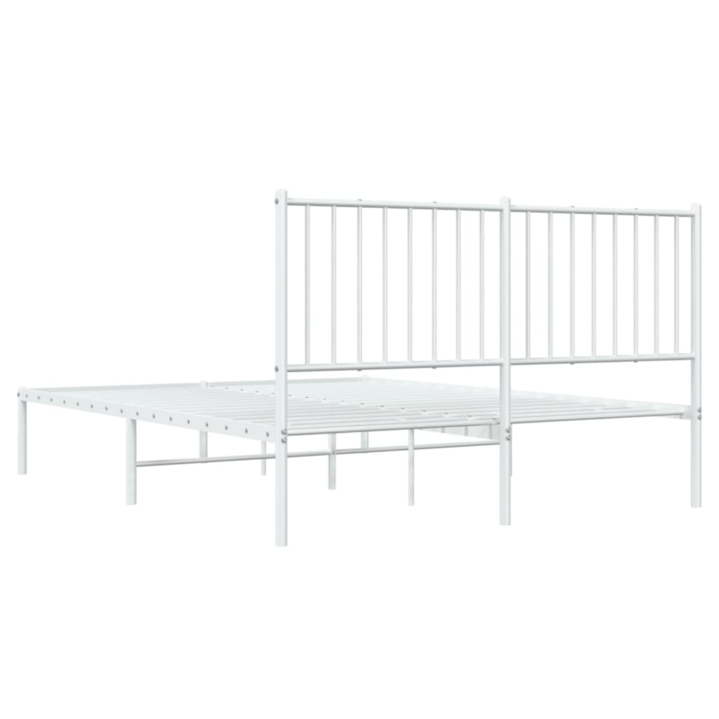 Bedframe met hoofdeinde staal wit 196x142x90,5 cm