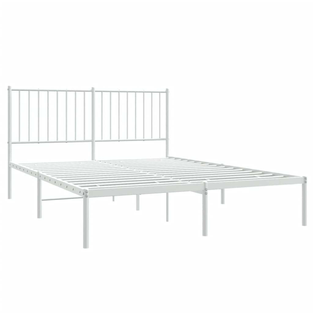 Bedframe met hoofdeinde staal wit 206x146x90,5 cm