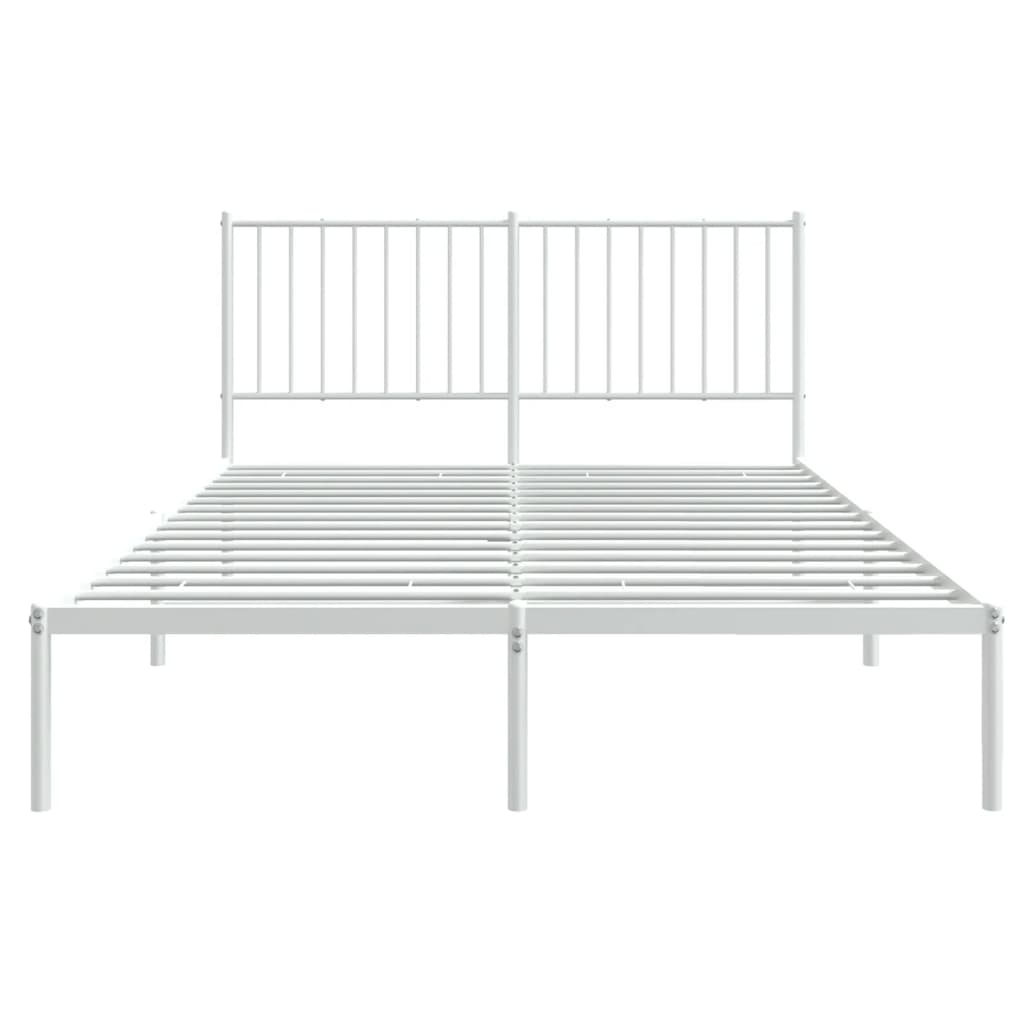 Bedframe met hoofdeinde staal wit 206x146x90,5 cm