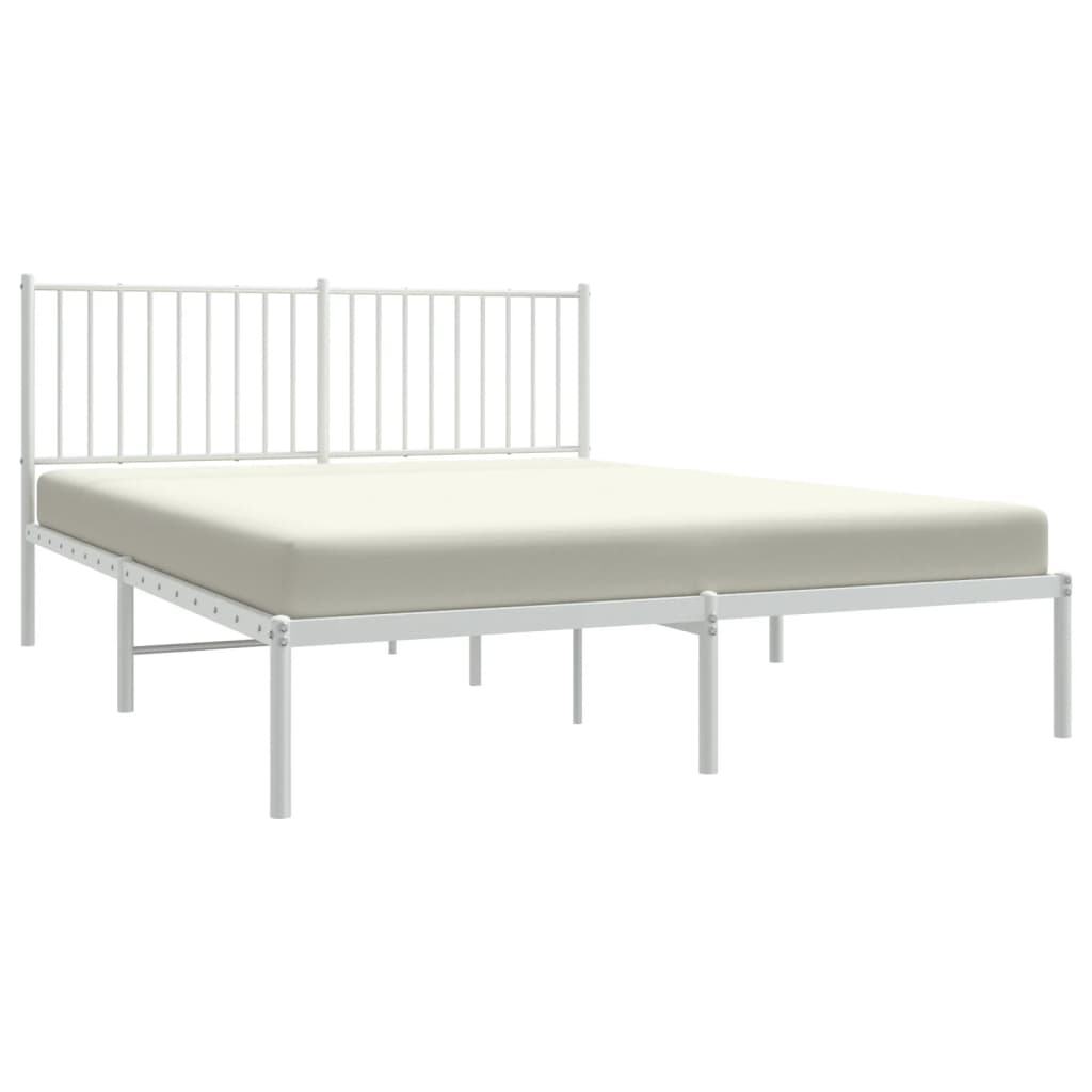 Bedframe met hoofdeinde staal wit 208x158x90,5 cm