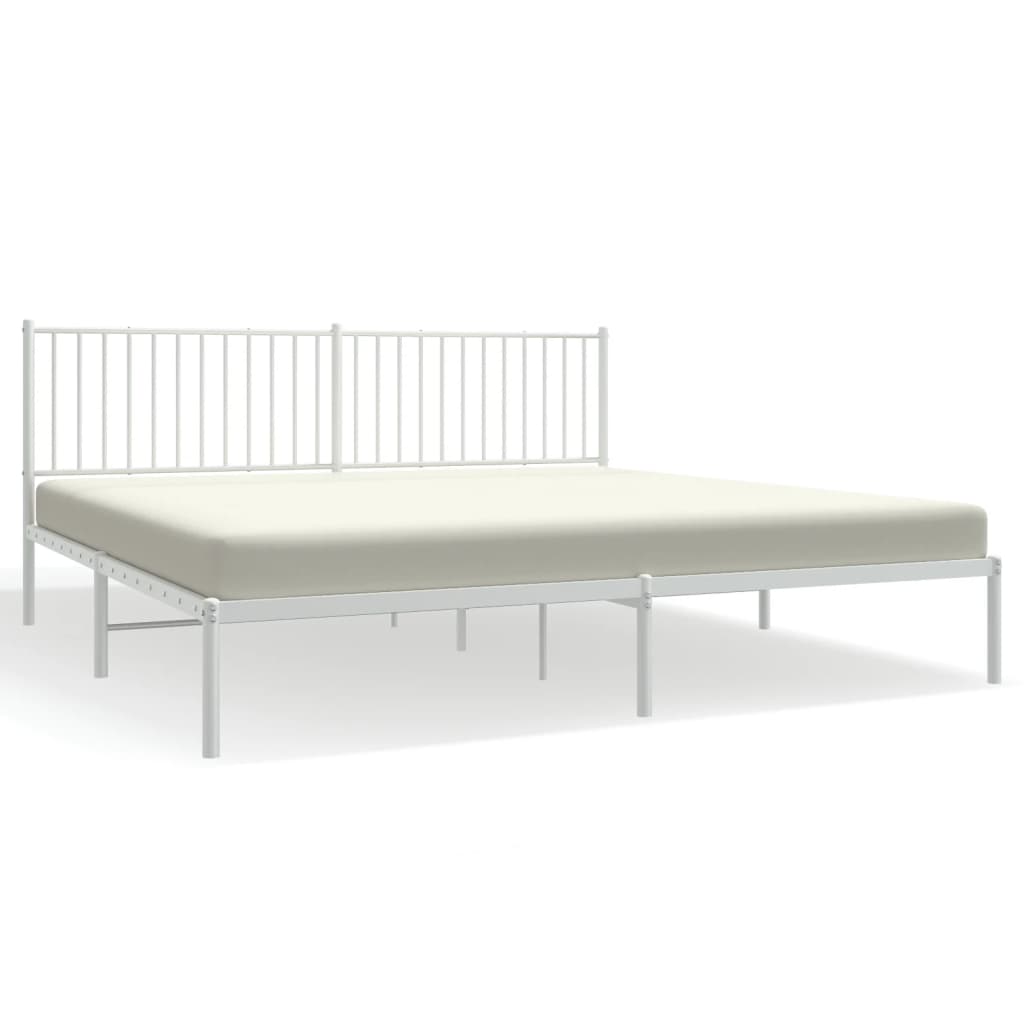 Bedframe met hoofdbord metaal wit 193x203 cm