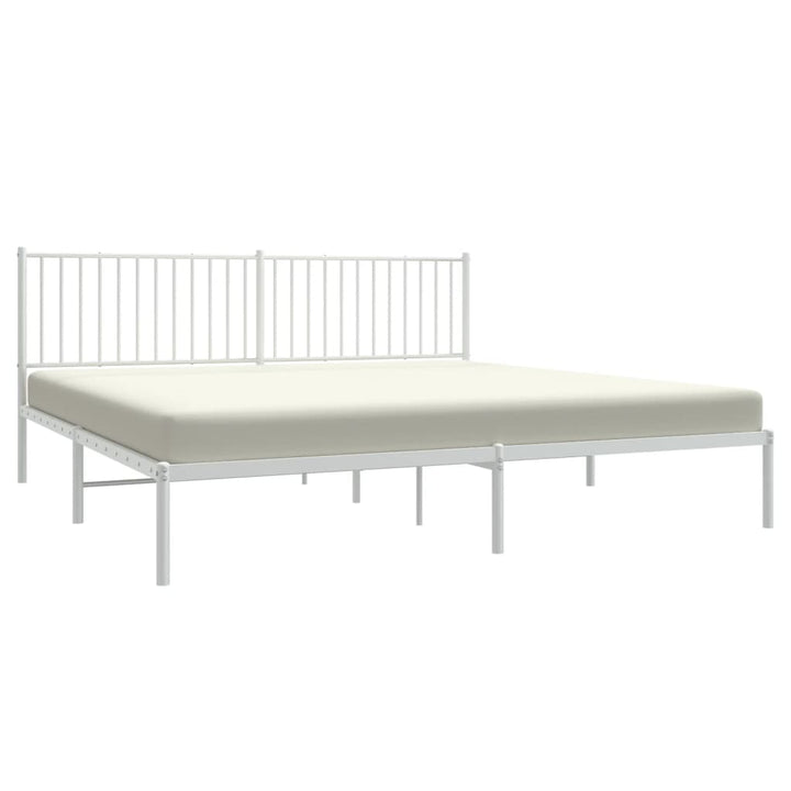 Bedframe met hoofdbord metaal wit 193x203 cm