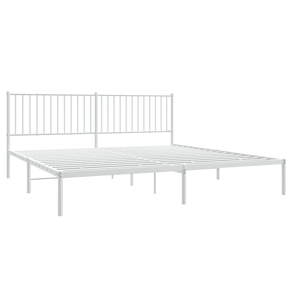 Bedframe met hoofdbord metaal wit 193x203 cm