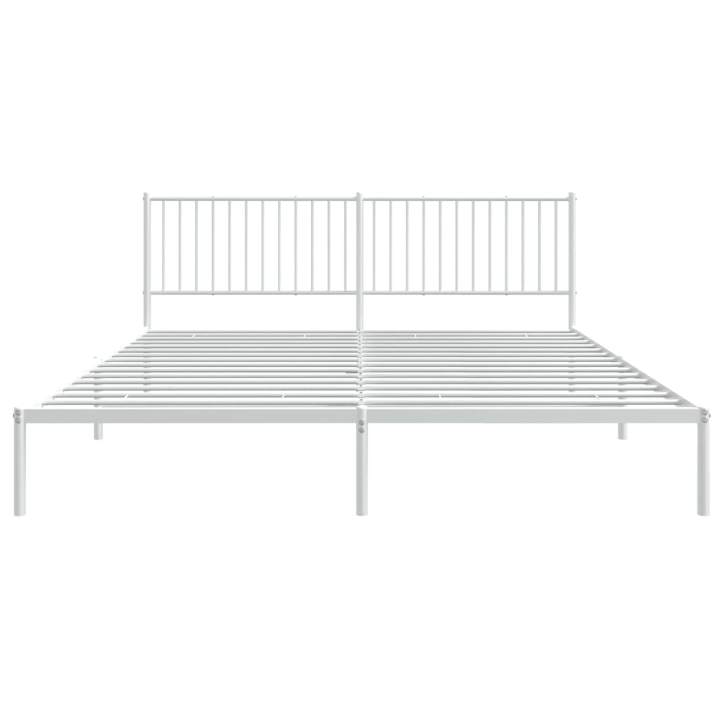 Bedframe met hoofdbord metaal wit 193x203 cm