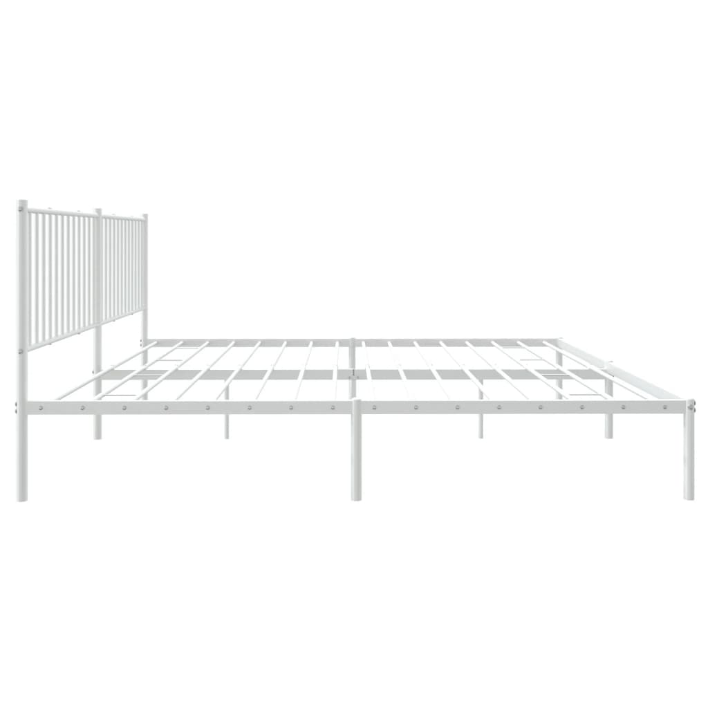 Bedframe met hoofdbord metaal wit 193x203 cm