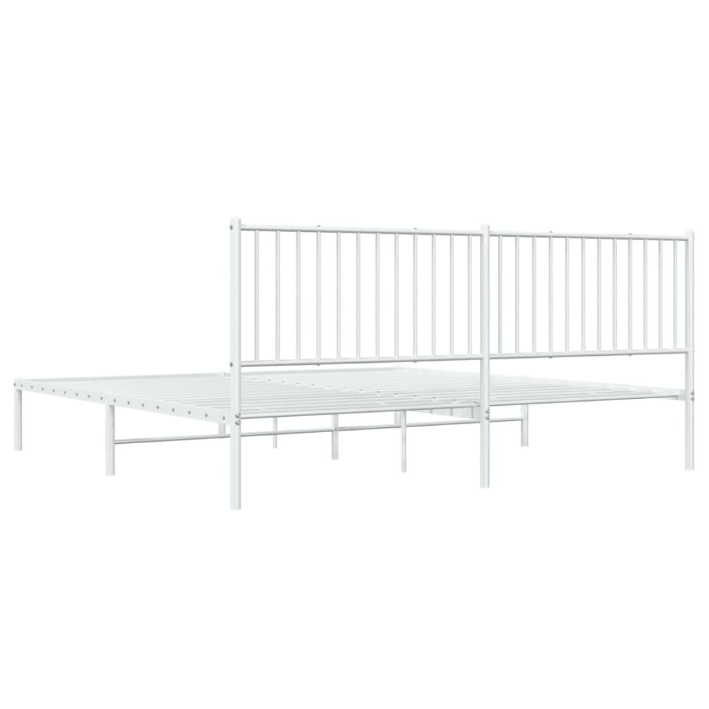 Bedframe met hoofdbord metaal wit 193x203 cm