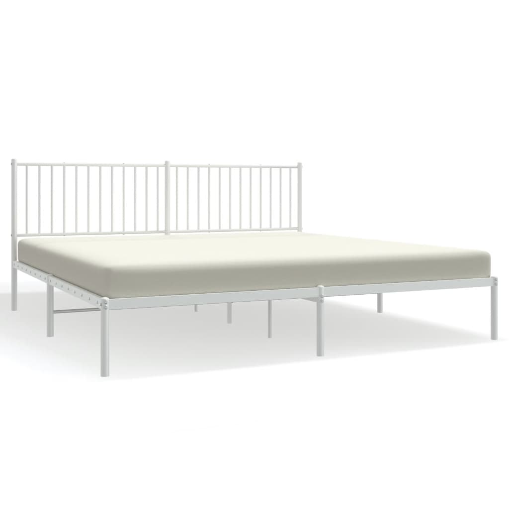 Bedframe met hoofdeinde staal wit 208x208x90,5 cm