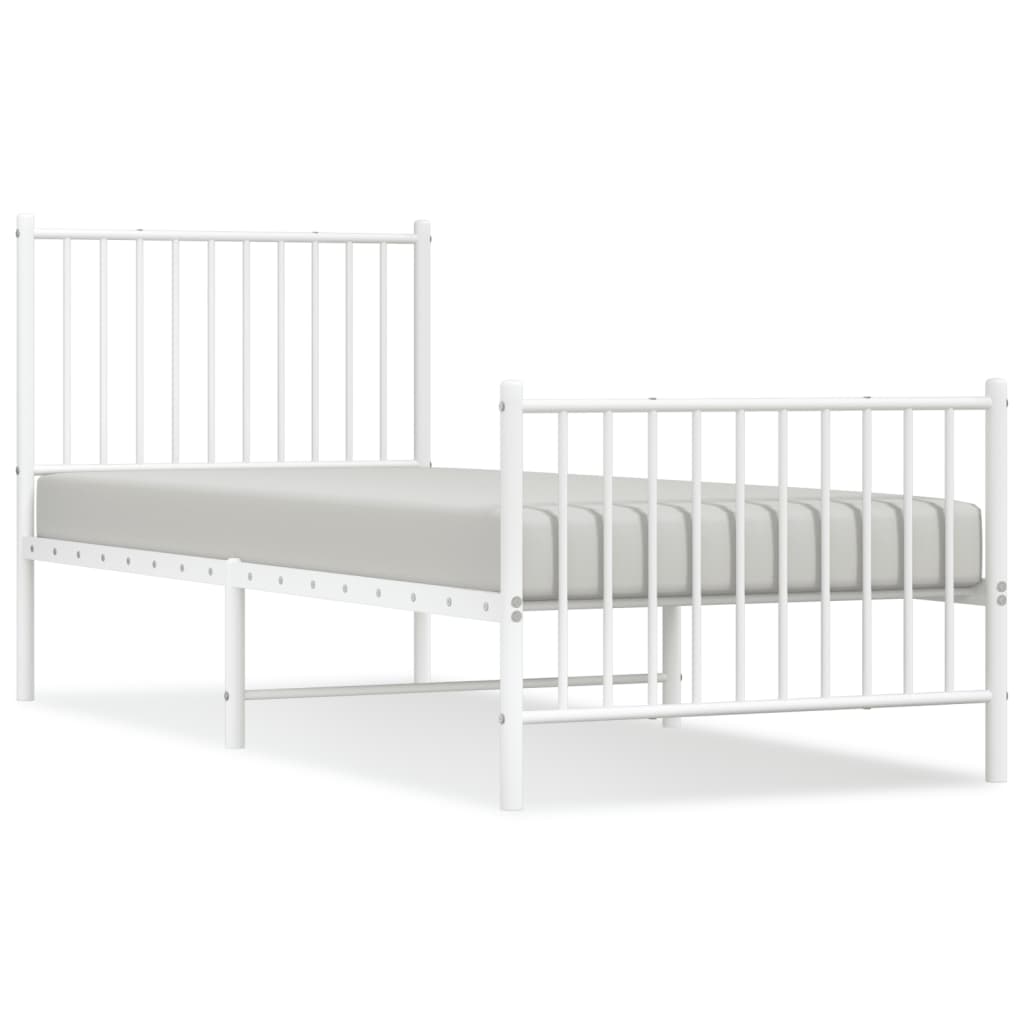 Bedframe met hoofd- en voeteneinde staal wit