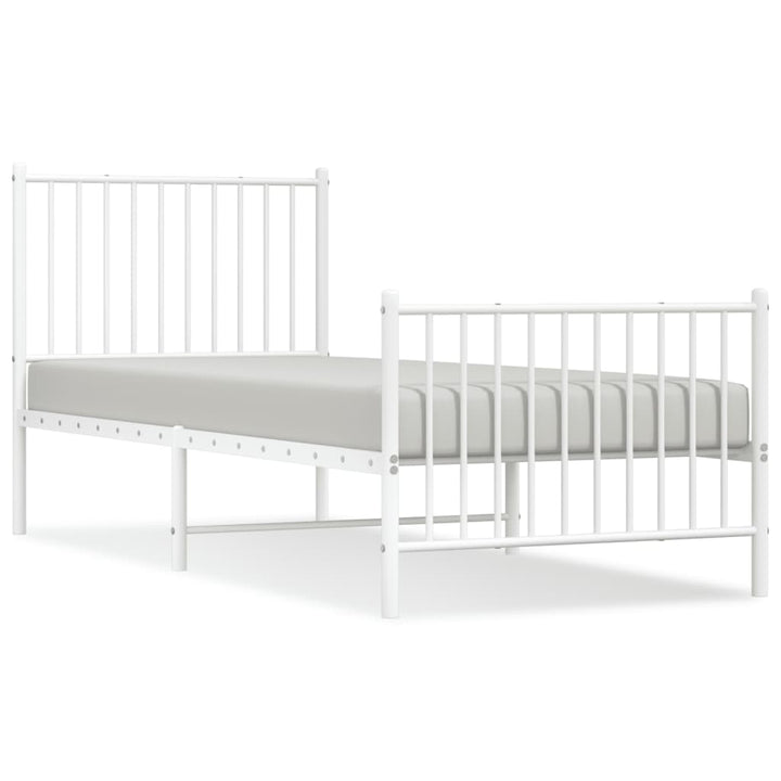 Bedframe met hoofd- en voeteneinde staal wit