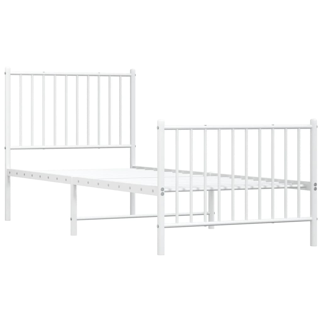 Bedframe met hoofd- en voeteneinde staal wit