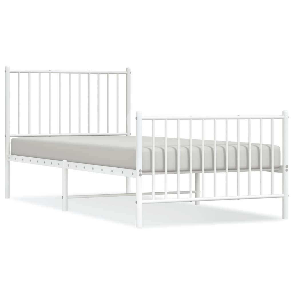 Bedframe met hoofd- en voeteneinde staal wit