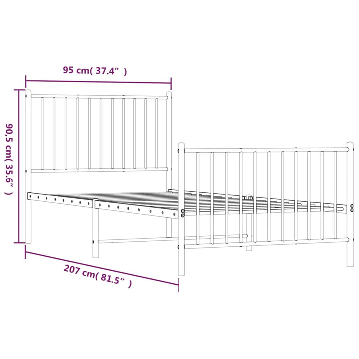 Bedframe met hoofd- en voeteneinde staal wit