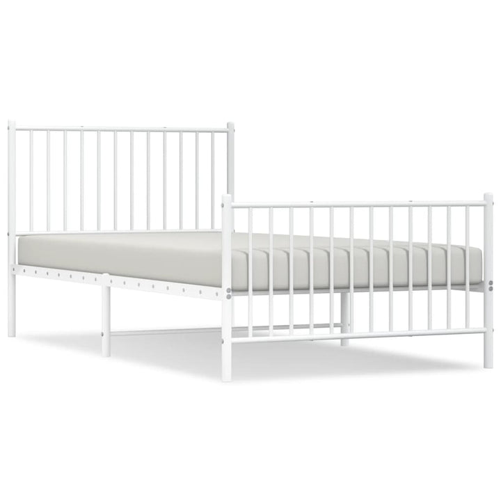 Bedframe met hoofd- en voeteneinde staal wit