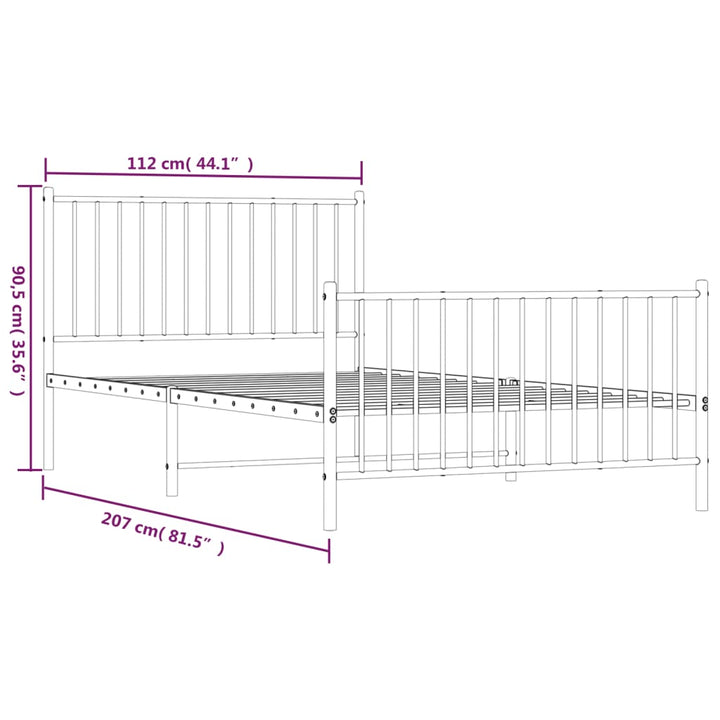 Bedframe met hoofd- en voeteneinde staal wit