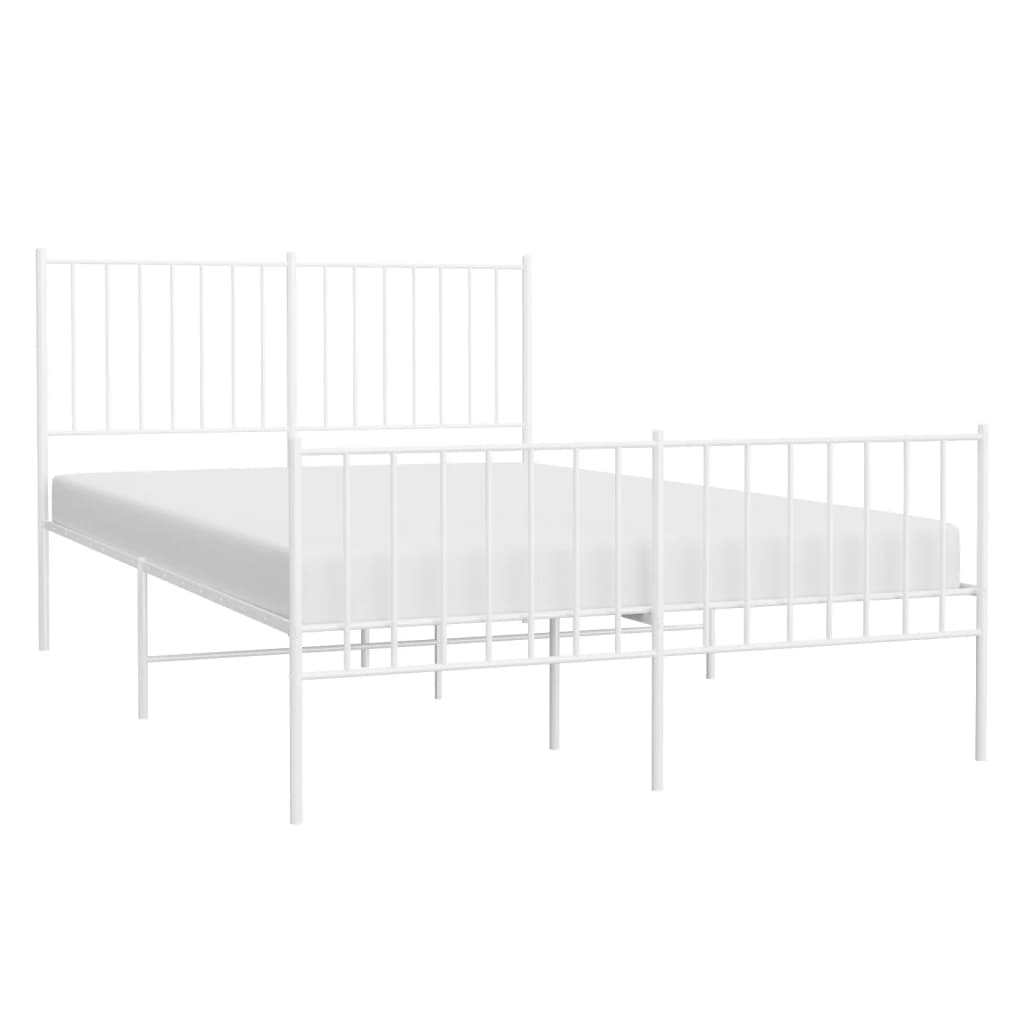 Bedframe met hoofd- en voeteneinde metaal wit 120 x 190 cm