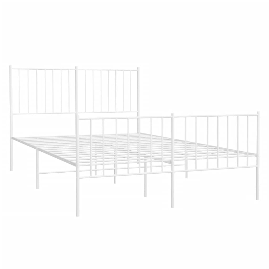 Bedframe met hoofd- en voeteneinde metaal wit 120 x 190 cm