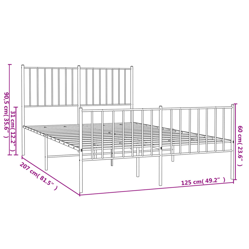 Bedframe met hoofd- en voeteneinde metaal wit 120x200 cm