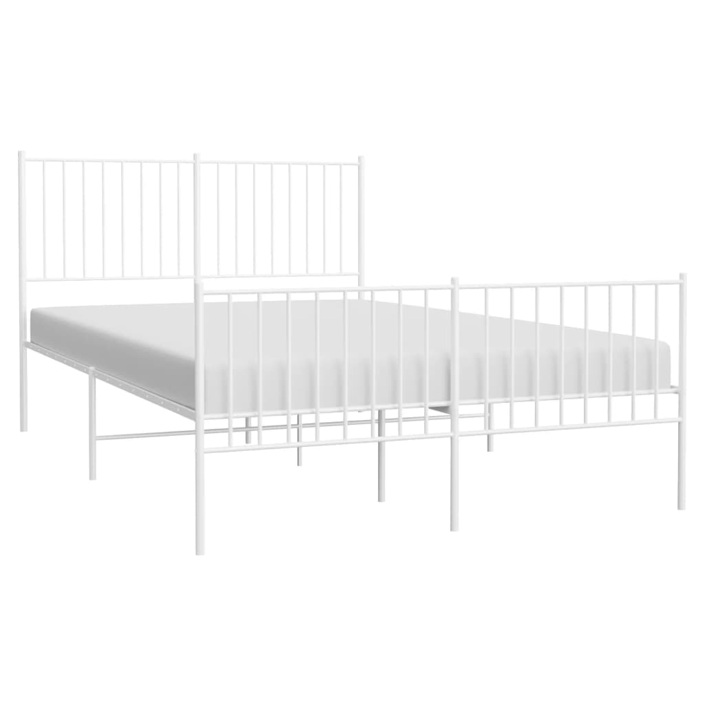 Bedframe met hoofd- en voeteneinde metaal wit 140x190 cm