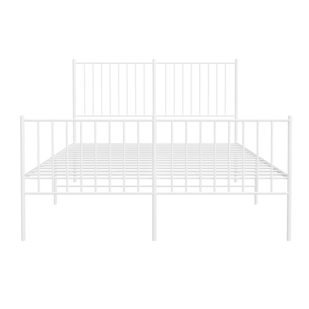 Bedframe met hoofd- en voeteneinde metaal wit 140x190 cm