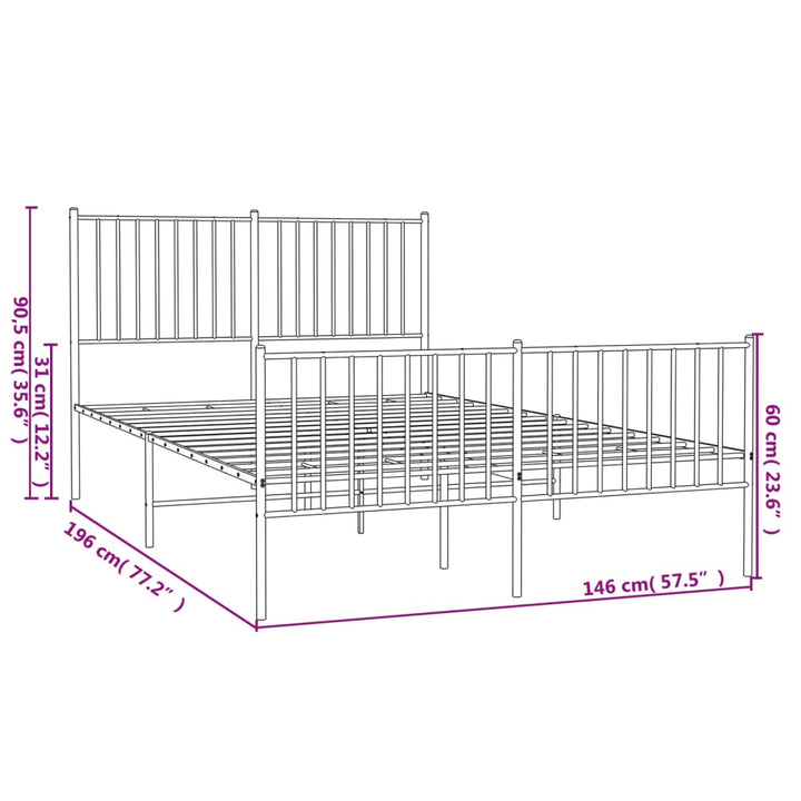 Bedframe met hoofd- en voeteneinde metaal wit 140x190 cm