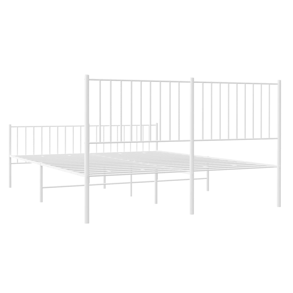 Bedframe met hoofd- en voeteneinde metaal wit 150x200 cm